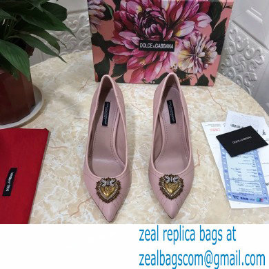 Dolce  &  Gabbana Heel 10.5cm Quilted Leather Devotion Pumps Light Pink 2021